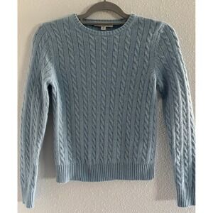 Ann Taylor Sweater Womens PS Light Blue Wool Blend‎ Chunky Cable Knit Classic